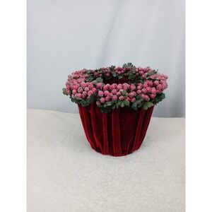 Vintage Bath & Body Works Wicker Christmas Basket Red Berry Poinsettia‎ Liner